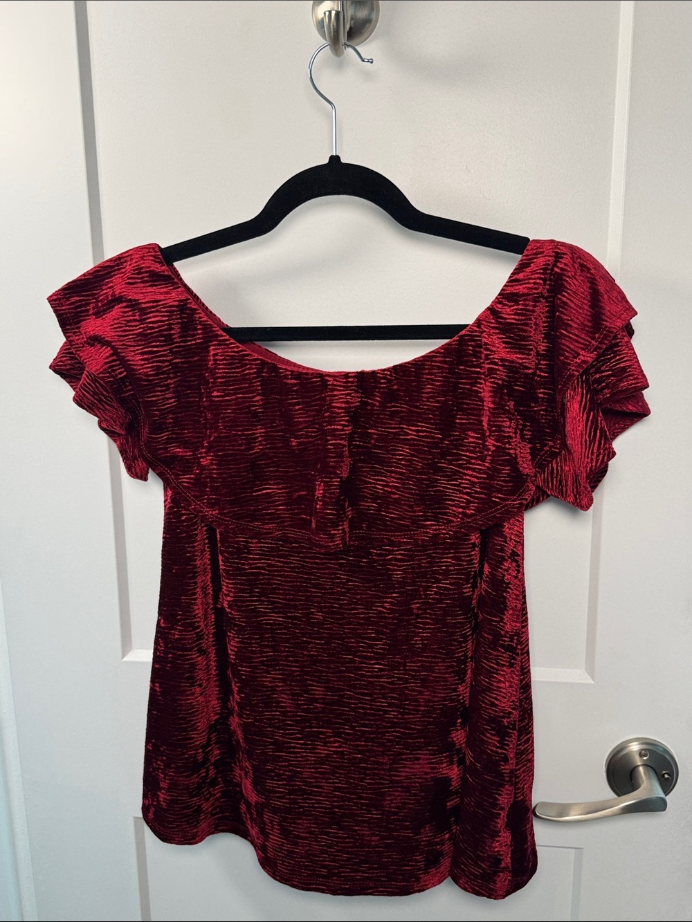 Knox Rose Burgundy Velvet Off‎ Shoulder Whimsigoth Coquette Top XS